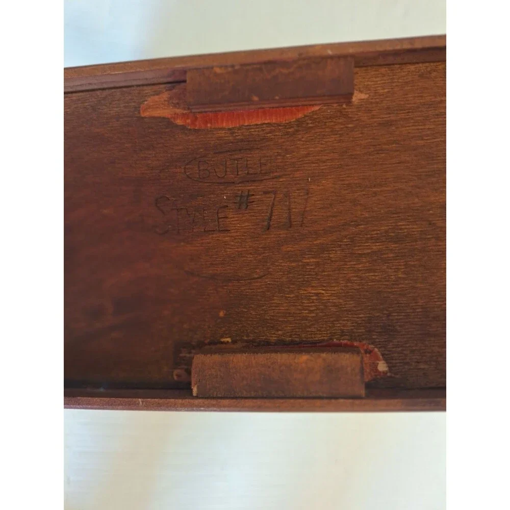 Vintage MCM Butler Style #717 Solid Mahogany Magazine Rack Holder Hand Carved